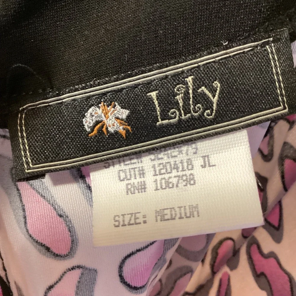 Lily Pink Purple Leopard Print‎ Sleeveless Shift Dress Black Trim Medium